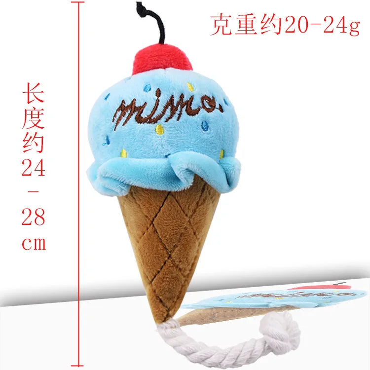 Pet Toys Fruit Animals Ice Cream Sound Toy Cartoon Dog Toys Stuffed Squeaking Pet Cute Plush Puzzle for Dog Cat Chew Squeaky Toy