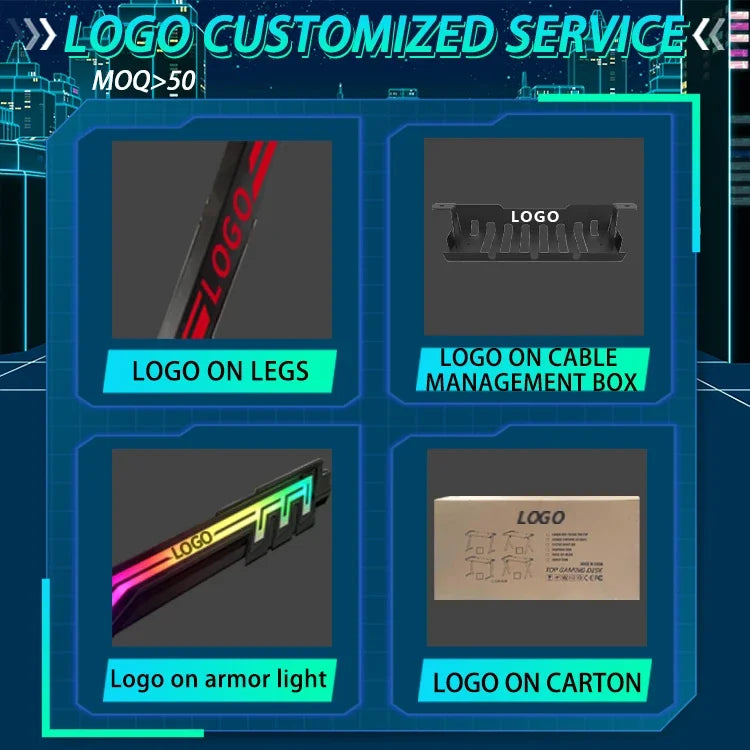 Factory wholesale carbon fiber desktop gaming desk custom black white racing gaming table design PC computer desk for E-sports