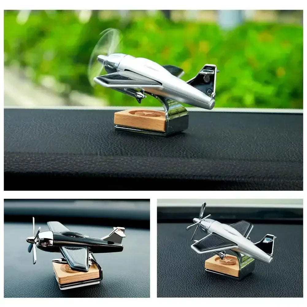 Car Essential Oil Diffuser Solar Airplane Air Freshener Wooden Base Fragrance Aromatherapy Diffuser Ornaments Auto Accessories