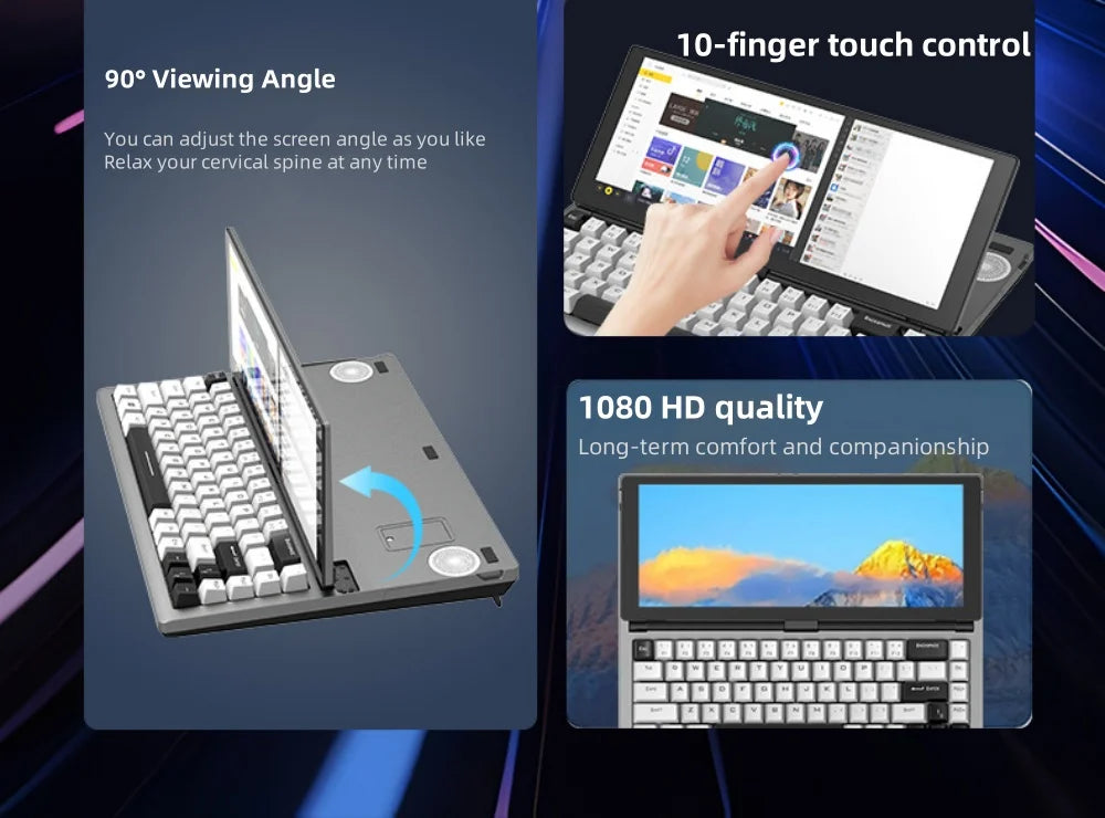 12.3 Inch HD IPS Panel Portable Gaming Monitor 1920*720 USB Interface 90° Foldability Touch Screen Keyboard High Resolution