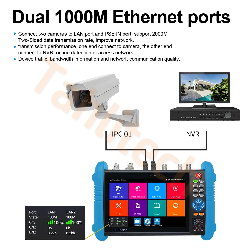 8K CCTV Tester IPC-9800CLMOVTADHS 8MP HD AHD TVI CVI SDI IP Tester 7-inch Touch Screen Monitor 8K Video Display Tester Monitor