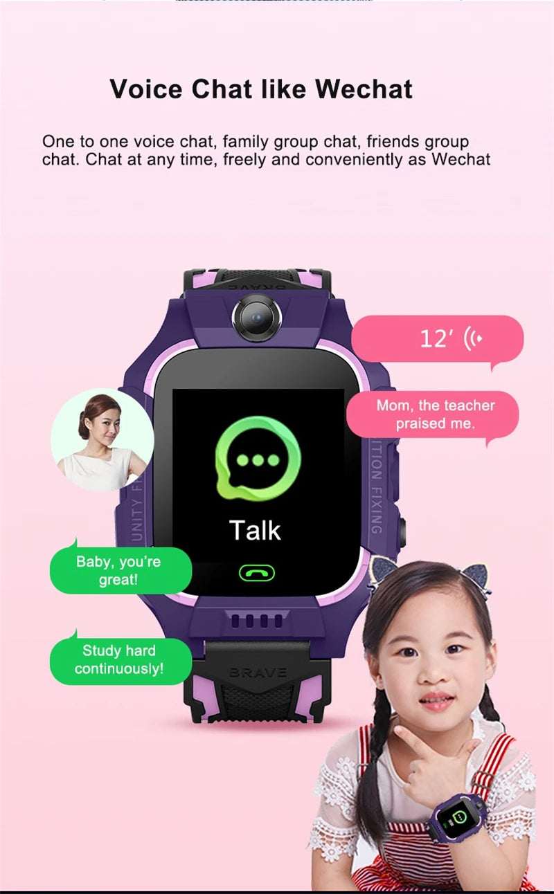 New Smart Watch Kids Position SOS Tracker Call Phone Voice Chat Photo Children Smartwatch Camera Boys Girls Gifts