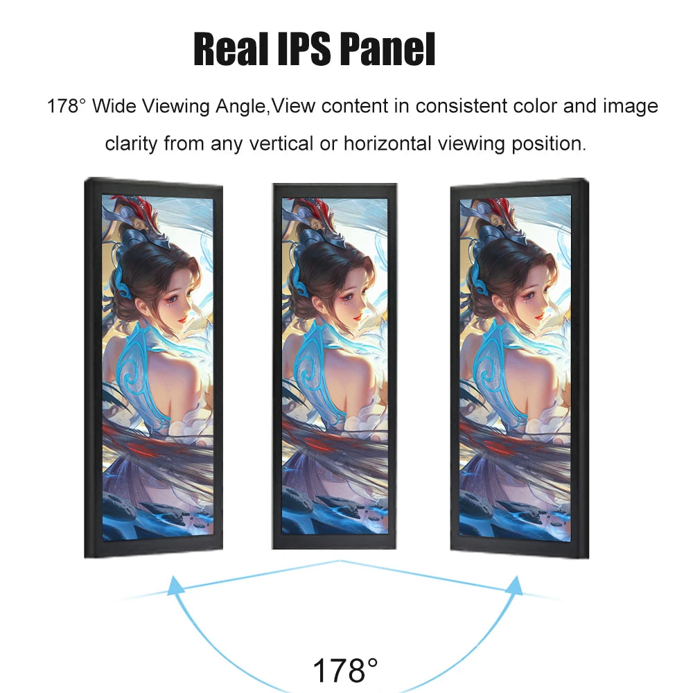 Wisecoco 14" 4K 3840 x 1100 Touch Screen Monitor IPS Secondary Bar Display HDMI for PC Laptop Phone Aida64 CPU GPU Monitoring