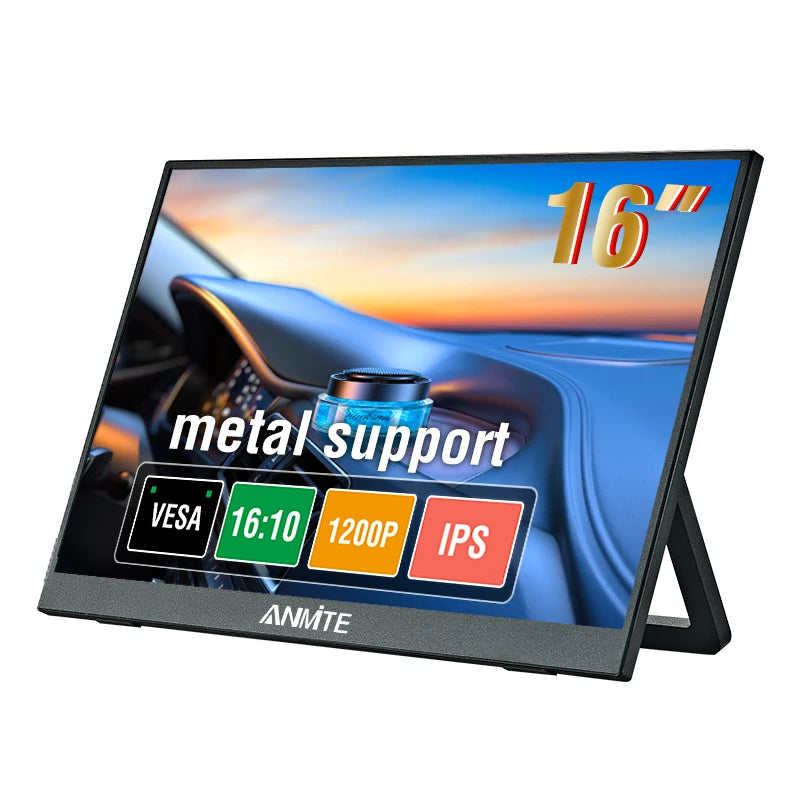 Anmite 14/16-Inch Portable Touch Monitor 1200P HDR 16:10 Low Blue Light For XBox PS4 / 5 Switch Cell Phone PC Loptop Extension