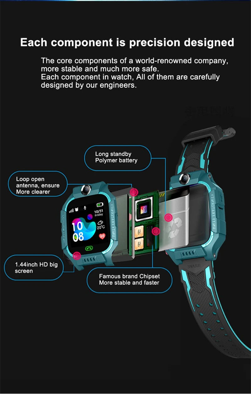 New Smart Watch Kids Position SOS Tracker Call Phone Voice Chat Photo Children Smartwatch Camera Boys Girls Gifts