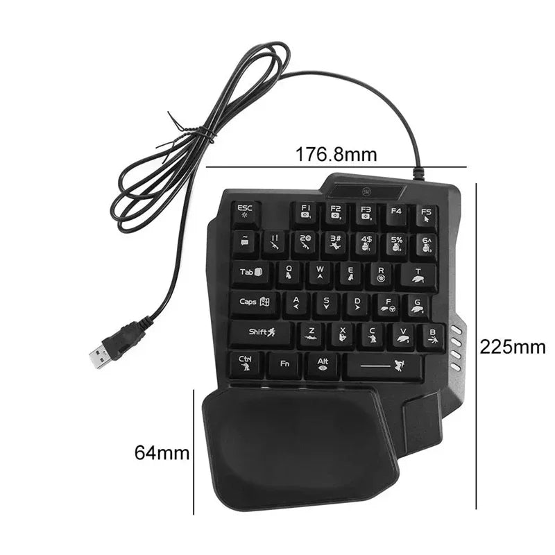 35 Keys Wired Gaming Mechanical Keyboard Desktop Pc Portable Usb Single Hand Keyboard Ultra-slim One Handedly Keyboard