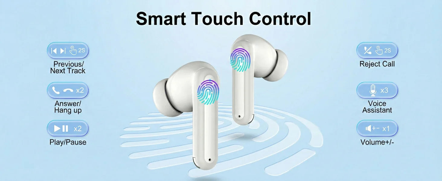 ANC ENC Wireless Earbuds HiFi Stereo Sound Bluetooth 5.4 Gaming Headphones Sport Noise Cancelling Earphones for gym running