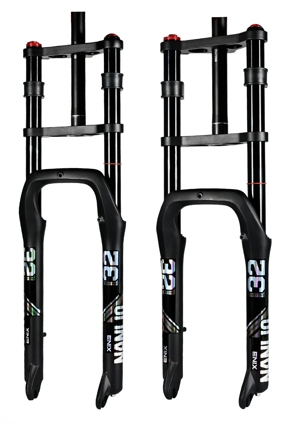 Nanlio Double Shoulder Snow Fork 20/26x4.0 Inch Fat Tire Air Suspension34mm Tube 135mm Hub Width for E-Bike MTB Electric Bicycle
