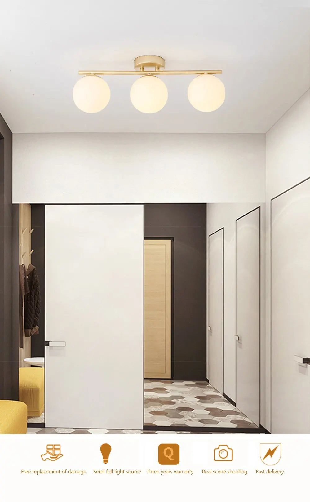 LED G9/E27 Wall Lamp Milky White Glass Ceiling Light Gold and Black Corridor and Passageway Light Minimalist Modern LED Lighting