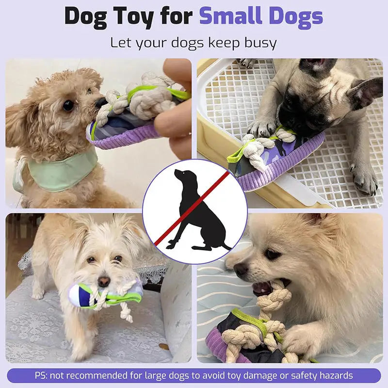 Dog Toys Shoes Pet Cotton Rope Slippers Sound Making Toys Teeth Cleaning Built-in BB Airbag Round Ball Bell Various
