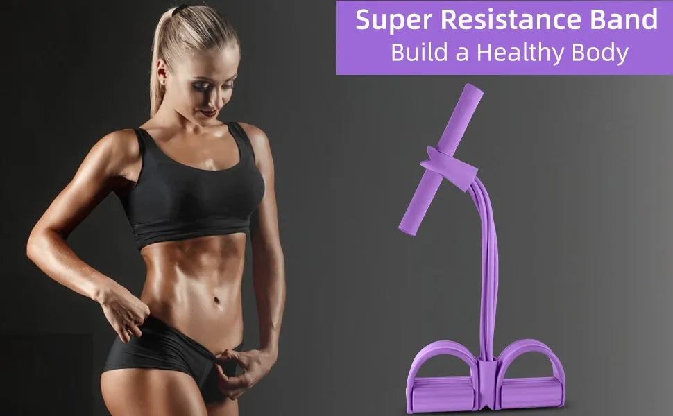 4-Level Resistance Band Tensioner with Non-Slip Handles - Home Fitness Equipment for Abdominal Muscle Training Yoga Abdominal