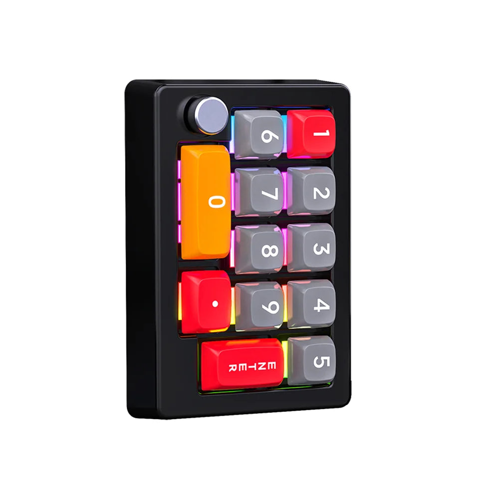 12Keys USB Wired Mechanical Gaming Keyboard, Programming KeyPad with Knobs, RGB LED Backlit KeyPad Macro Support One-Hande