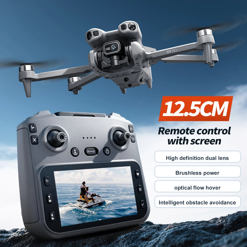 New Drone With 4K Dual Cameras 4.3-inch Screen Brushless Drone WiFi Professional Aerial Photography Mini Drones RC Quadcopter