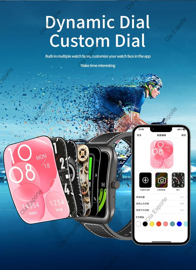Smart Watch 2.01'' AMOLED Curved Screen IP68 Waterproof Bluetooth Call AI Vioce Assistant Fitness GPS Tracker Smartwatch for Men