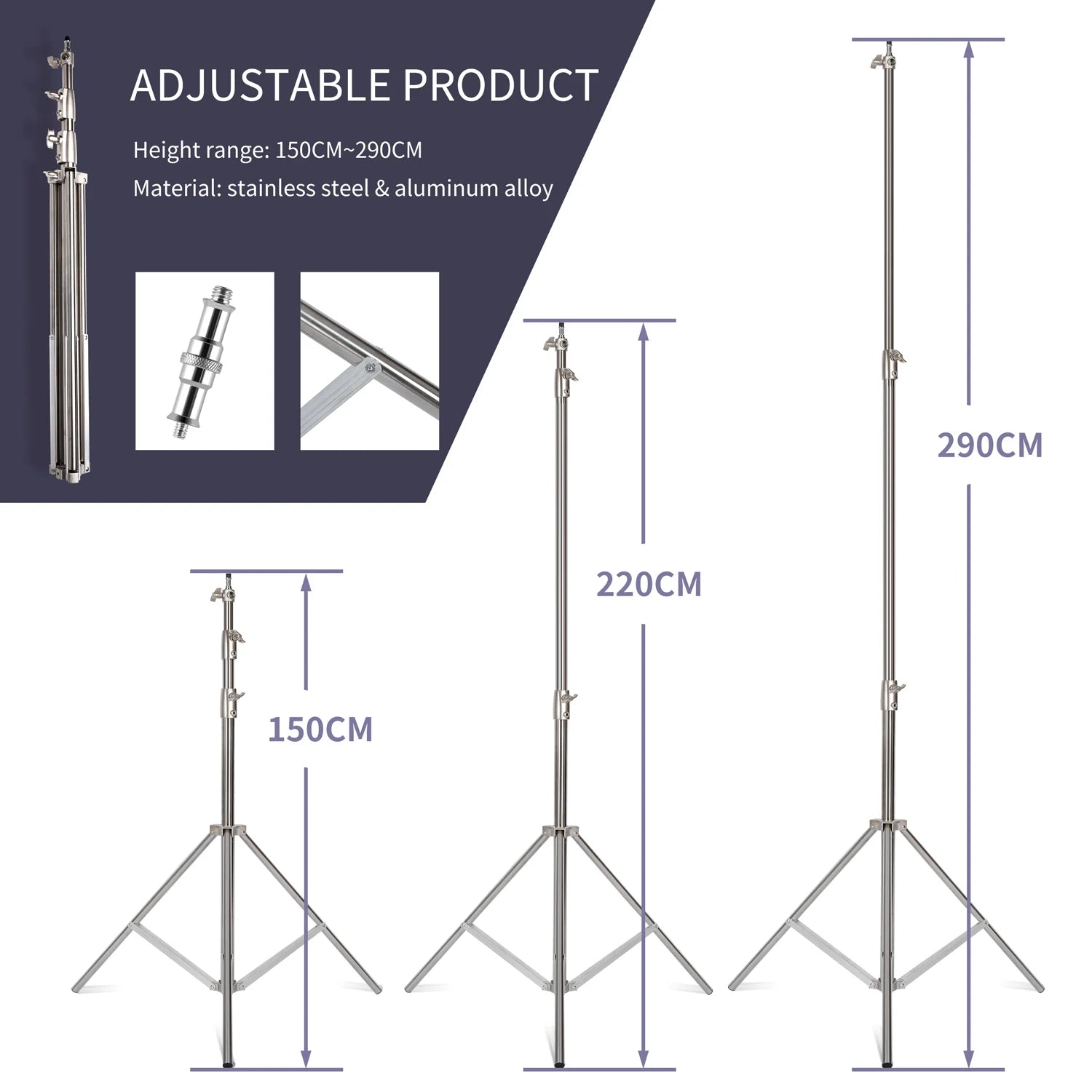 Photographic Equipment Professional Stainless Steel 2.6-3.3m Heavy Duty Light C Stand Studio Softbox Heavy Duty Tripod Carrybag