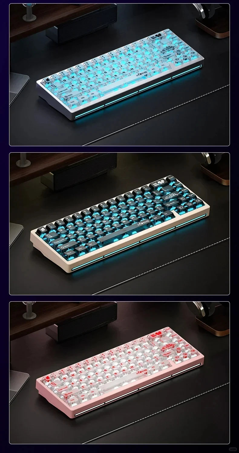 WEIKAV NUT65 Mechanical Keyboard Kit 68% layout Aluminium Gaming Keyboard BT 2.4G Wired Gasket RGB Quick Disassembling QMK/VIA
