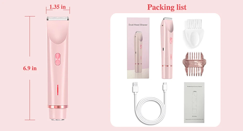 Electric Shaver for Women Electric Razor for Womens Bikini Legs Underarm Public Hairs Rechargeable Trimmer with Detachable Head