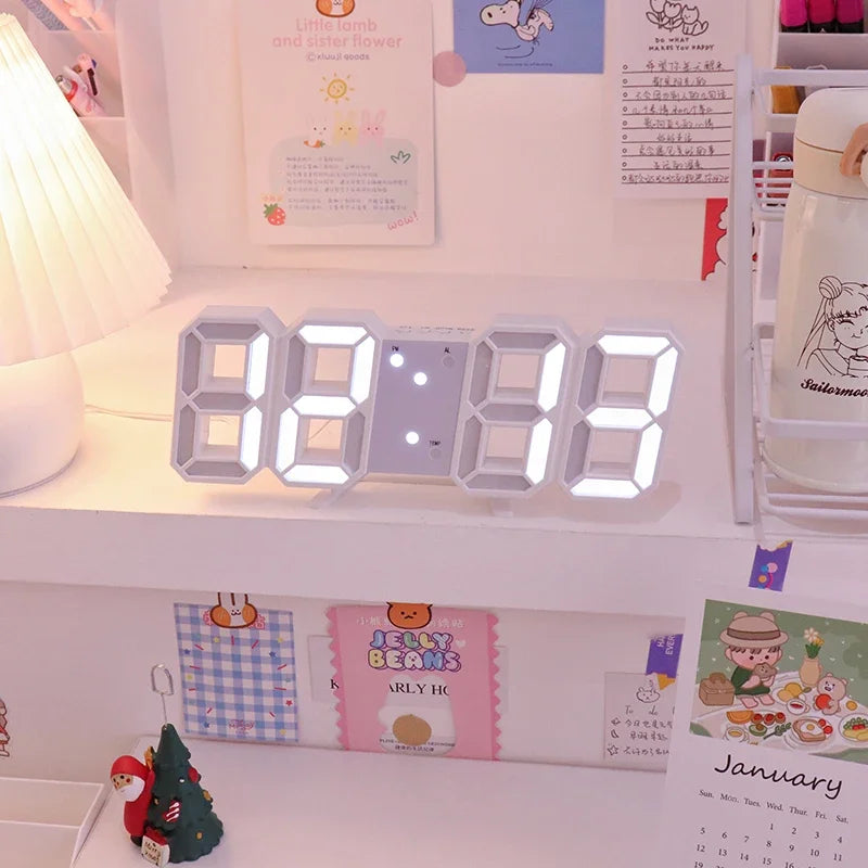 Digital Desktop Clock Wall-mounted Decorative Electronic Desk Clock With Adjustable Luminous Mode Digital Alarm Clocks Table Led