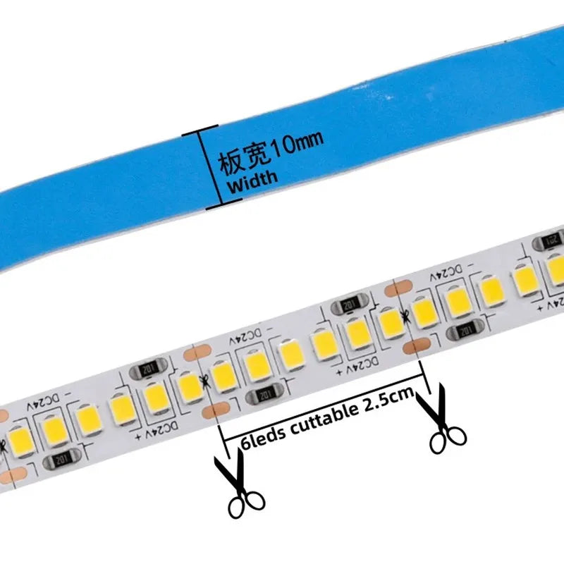 10Meters LED Strip Lights 2835 Flex Tape 12V 24V Rope 2400leds Cool White 6500K Nature White 4000K Warm White 3000K
