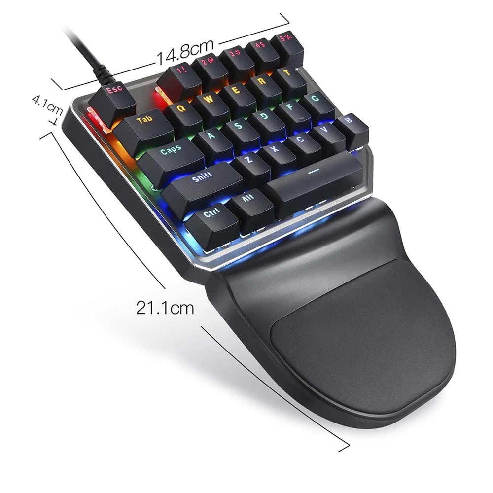 Motospeed K27 Gaming Mechanical Keyboard 27 Keys Wired LED Backlight Single Handed Numpad Computer Keypad Red Switch For Laptop