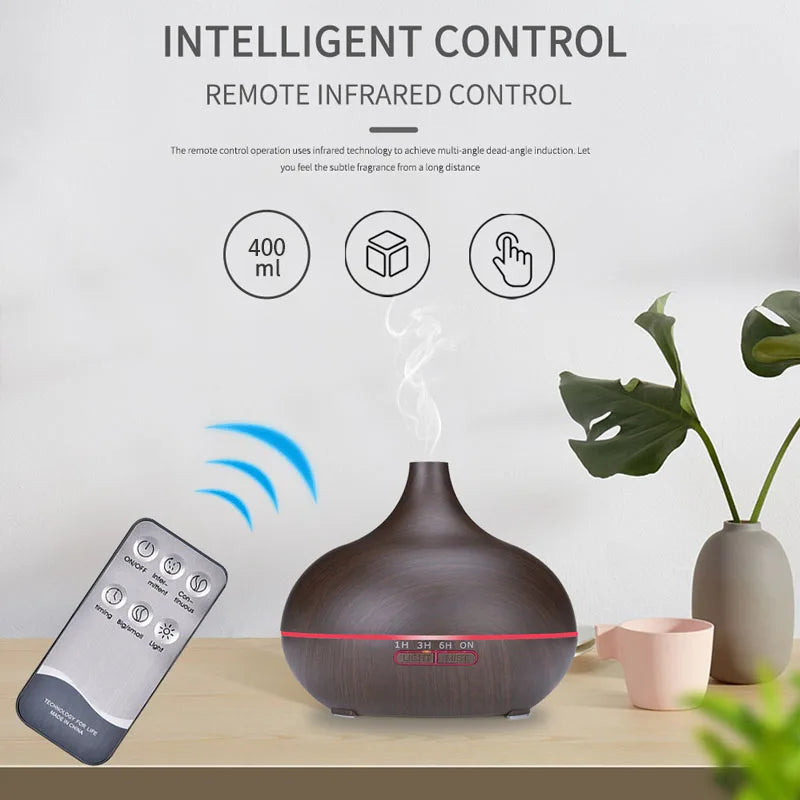 Essential Oil Aromatherapy Diffuser with Remote Control LED Ultrasonic Cool Mist Scent Humidifier Vaporizer for Room Office Home