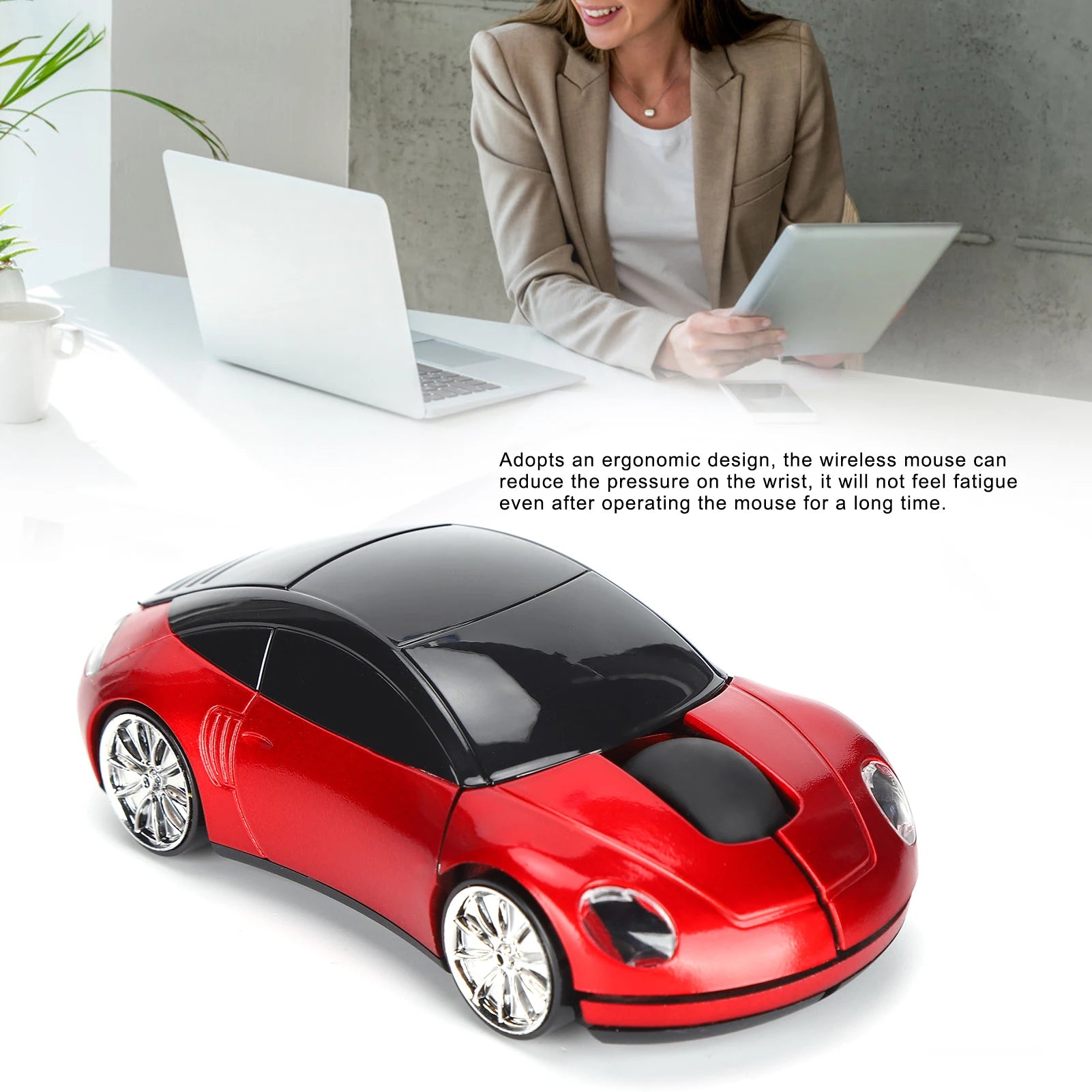 Wireless Mouse 2.4G Mini Car-Shaped Optical Mouse Suitable for Laptops, Tablets, and PC Office Use