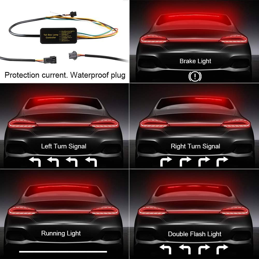 Car LED Brake LED Strip LightWaterproof Tailgate Strip Warning Strobe Emergency Flashing Driving Brake Turn Signal Lamp