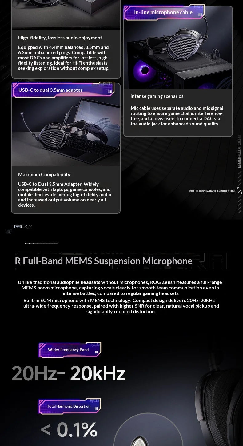 Asus ROG Kithara HIFIMAN Limited Edition Headphones Open Back Over Ear Planar Magnetic Wired Headphones 100mm Diaphragm Unit