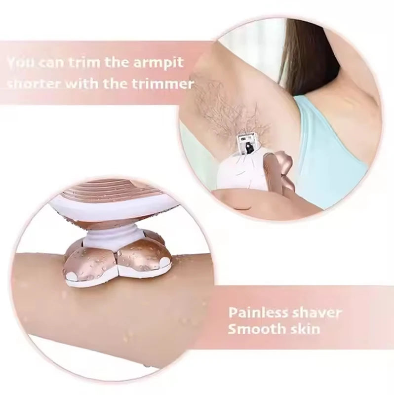 4-head electric USB charging hair removal device for women, no pain marks all over the thighs, compact shaving device