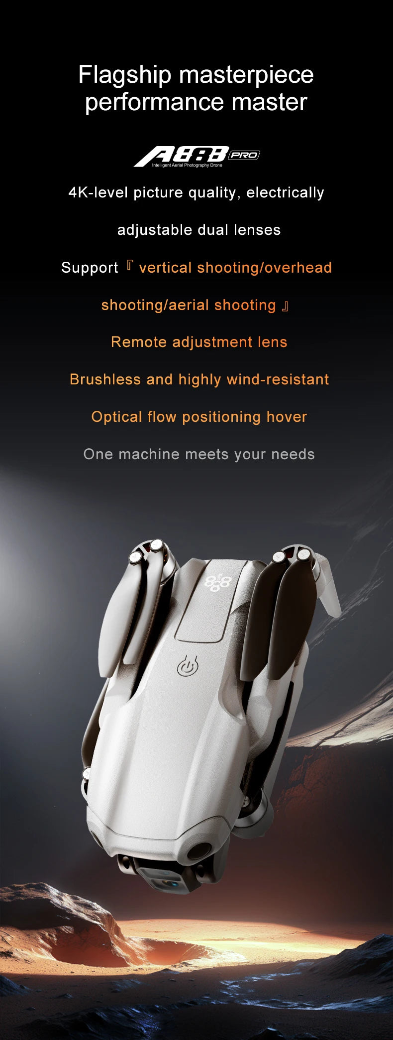 2025 New A888 PRO Drone Profesional 4K HD Cameras brushless motor Aerial Photography Optical flow Foldable Quadcopter Toys