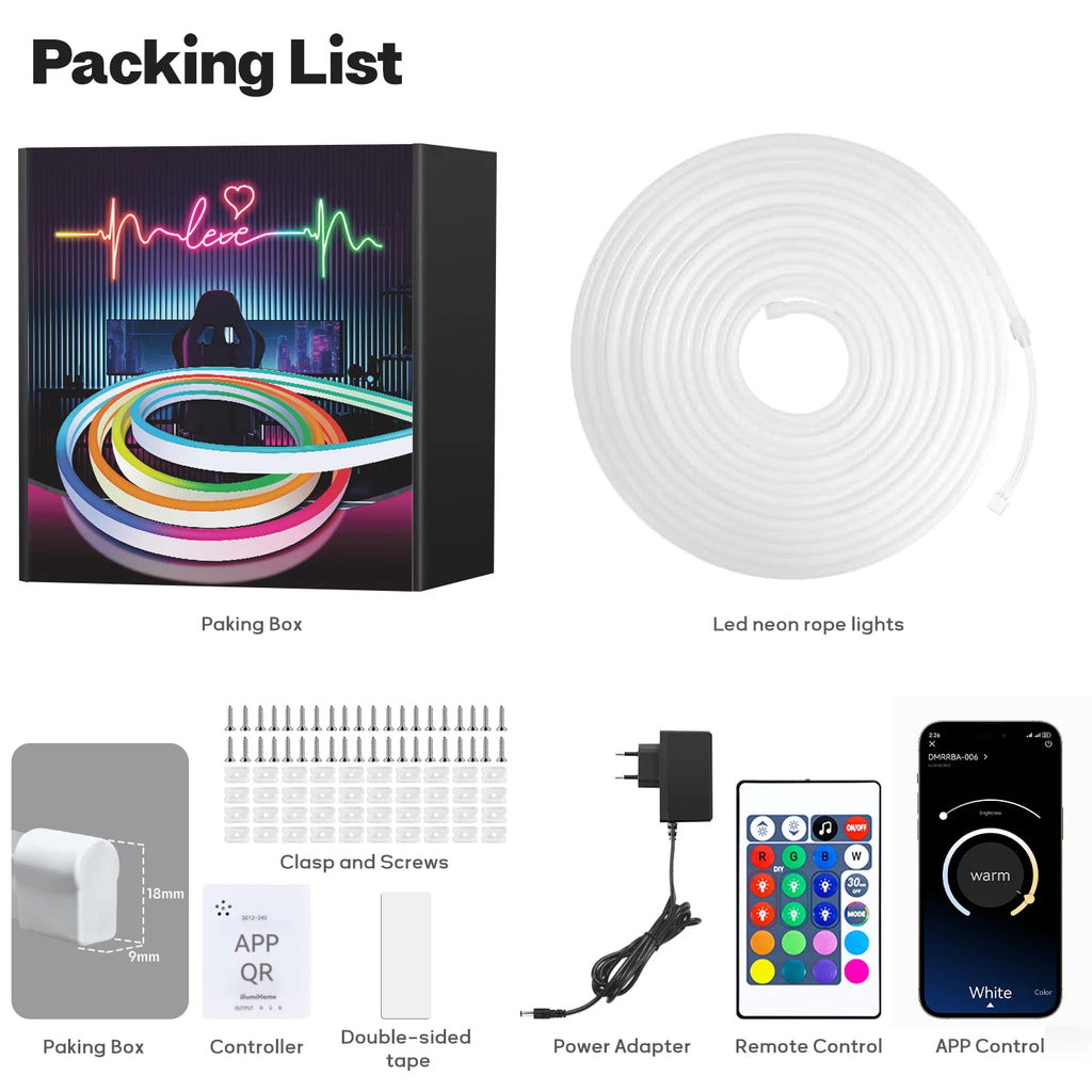 40M/30M RGB LED Neon Rope Lights, Music Sync Control with App/Remote, Flexible Lamp Color Change, Waterproof for Indoor Outdoor