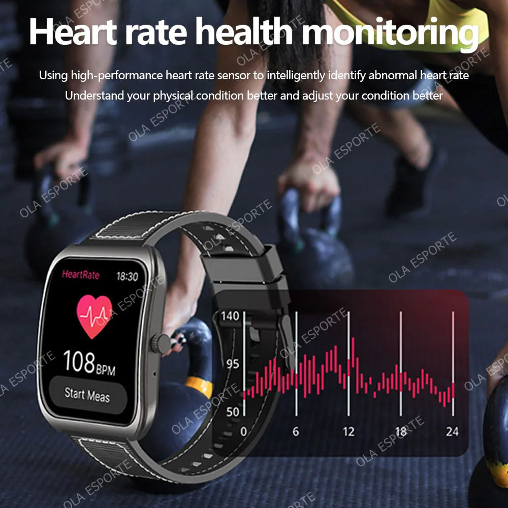 Smart Watch 2.01'' AMOLED Curved Screen IP68 Waterproof Bluetooth Call AI Vioce Assistant Fitness GPS Tracker Smartwatch for Men