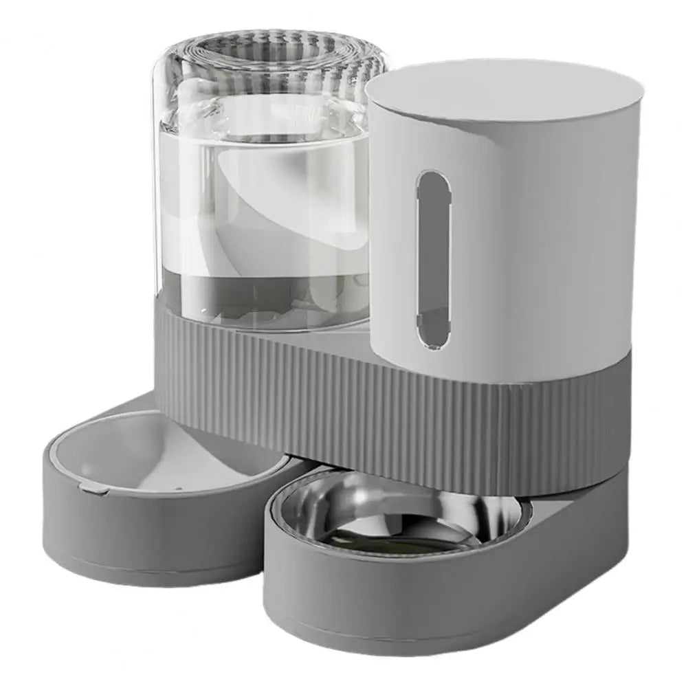 A  Automatic Cat Feeder Automatic Pet Feeder Water Dispenser Set for Cats Dogs 2-in-1 Food Bowl with Stainless Steel Insert