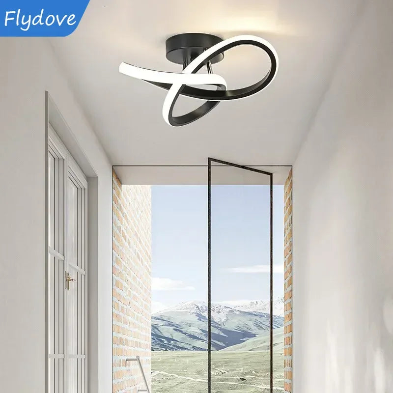 Modern LED Ceiling Light Trefoil Dimmable Black White Gold Lamp Bedroom Bedside Corridor Living Room Backgroud Home Indoor Decor