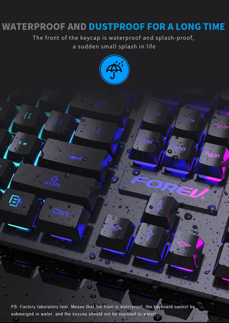 104 Keys Mechanical feel Keyboard Wired Gaming Keyboard for Laptop Desktop Ergonomics RGB Backlit LED Keycaps PC Accessories