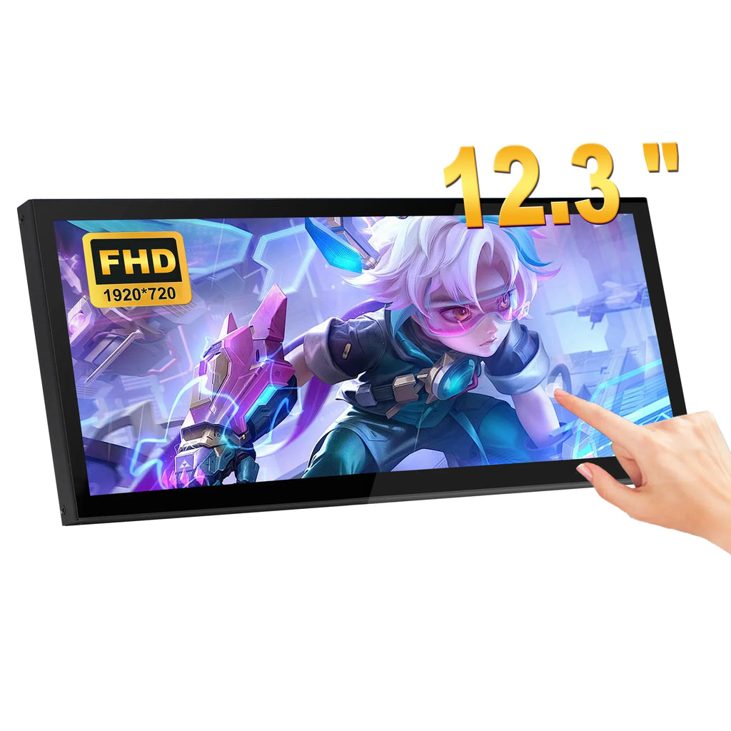 Wisecoco 12.3/11.3'' 1920x720 Touch Portable Monitor Stretched Bar Screen Gaming Monitor Not support AMD integrated graphics