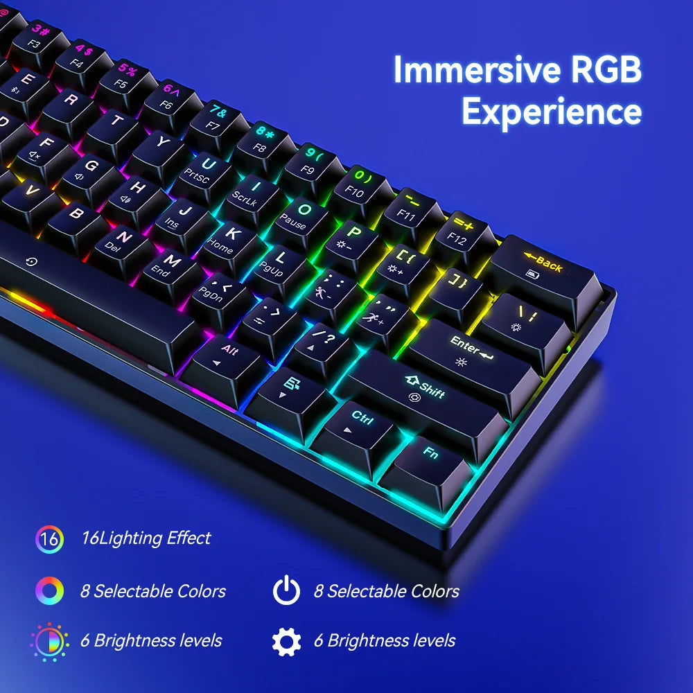 Wired Mechanical Keyboard Green Axis 68 Keys Hot-Swappable Side-Engraved Gradient E-Sports Gaming Keyboard