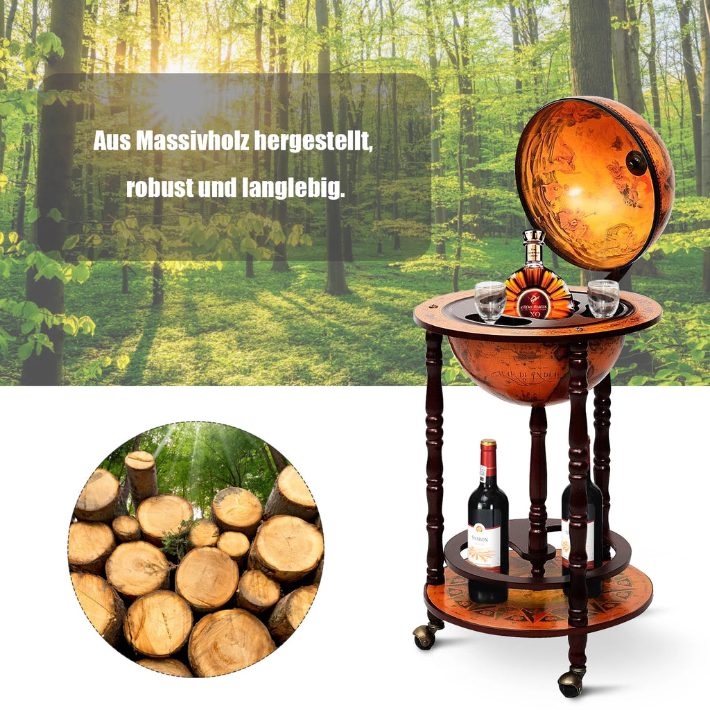 Globe Bar Bar Barcart Globe Bar Home Bar Minibar Mini Bar Wine Rack with Rolls Brown