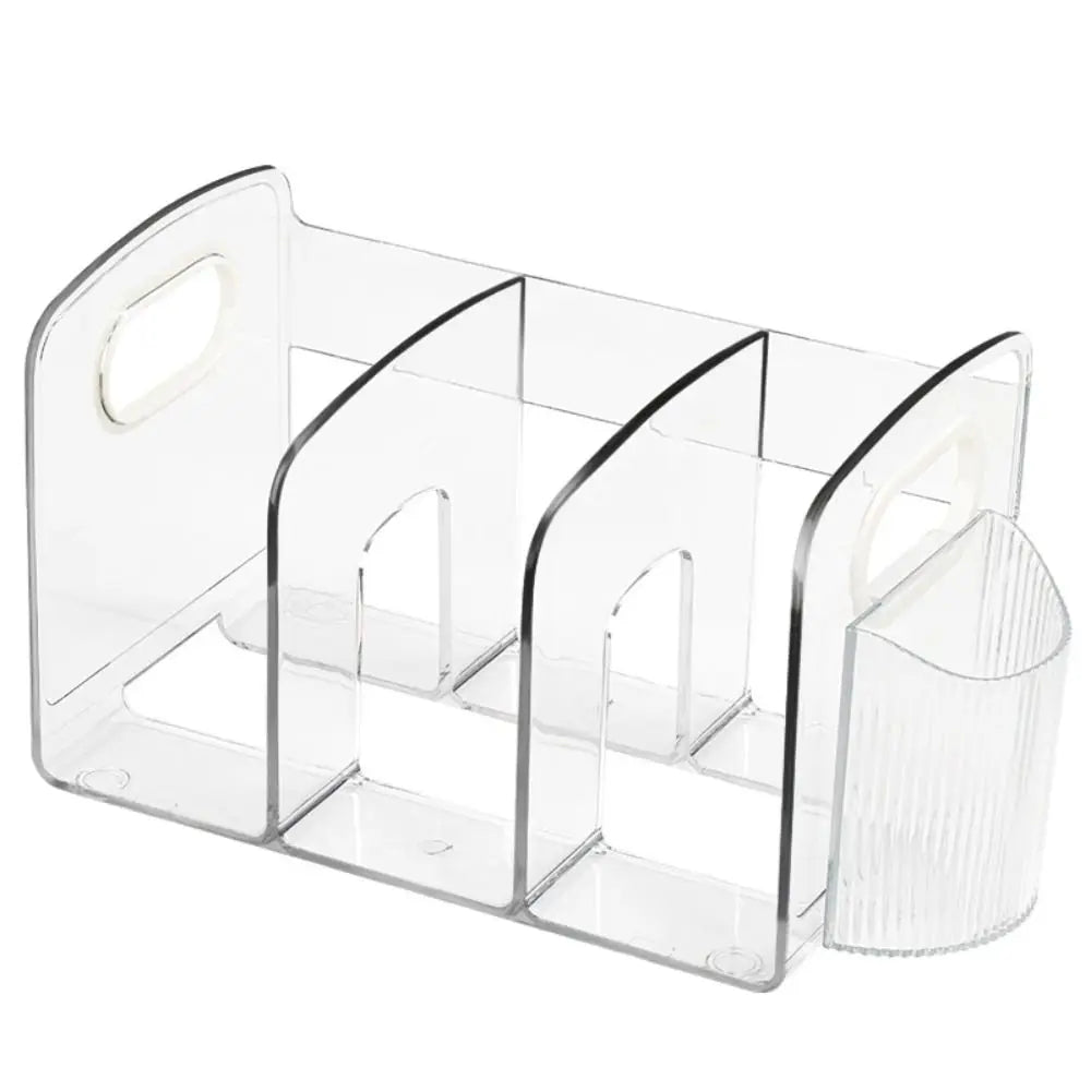 Desktop Organizer Save Space Handle Bookends Transparent Durable Divider Book Stand Simple Display Desk Storage Rack Minimalism