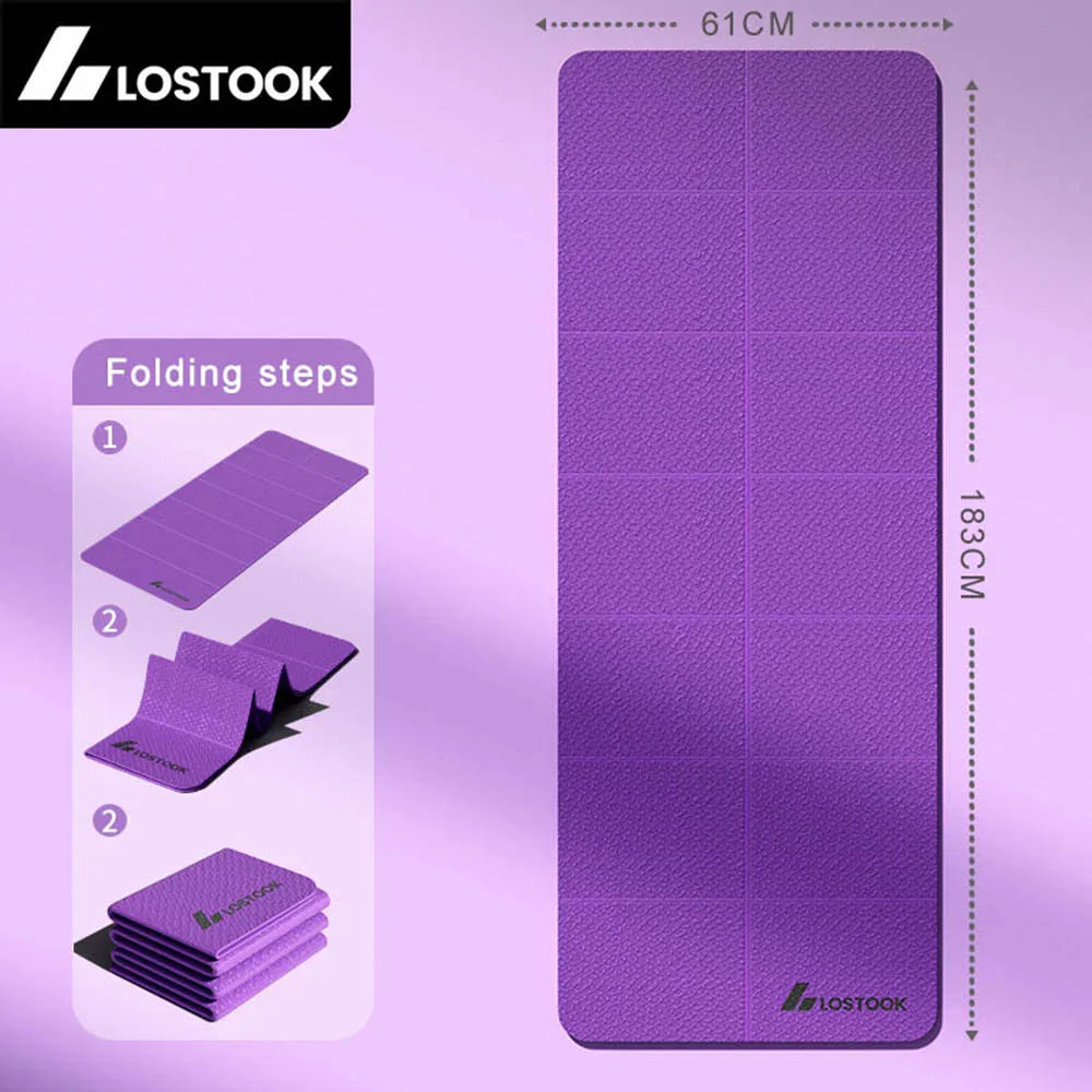 4mm Thick TPE Foldable Yoga Mat 183*61cm Easy Storage for Travel Yoga Pilates Home Exercise Floor Mat ﻿
