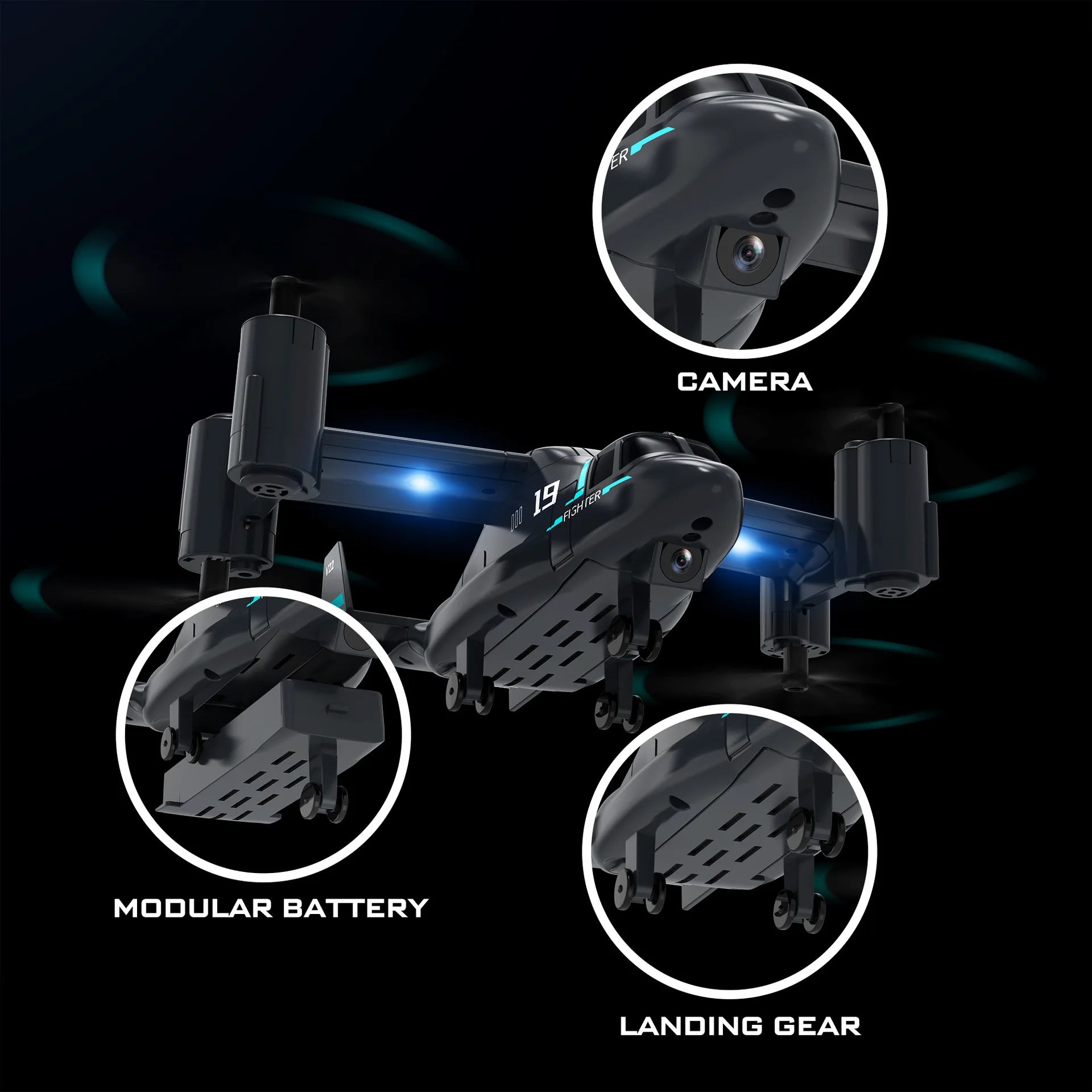 Remote Control Helicopter Drone 480P Camera Fighter UAV Land Air Mode Aircraft Brushless RC Drones for Children Kids Plane Toys