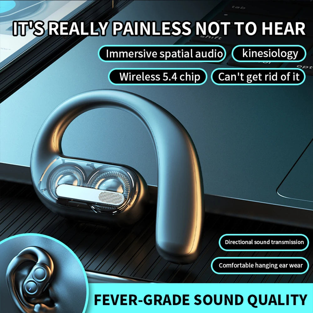 Bluetooth 5.4 Wireless Headphones Gaming Earphone Noise Canceling Ultra Long Battery Life Headset Open-Ear Stereo Sports Earbuds