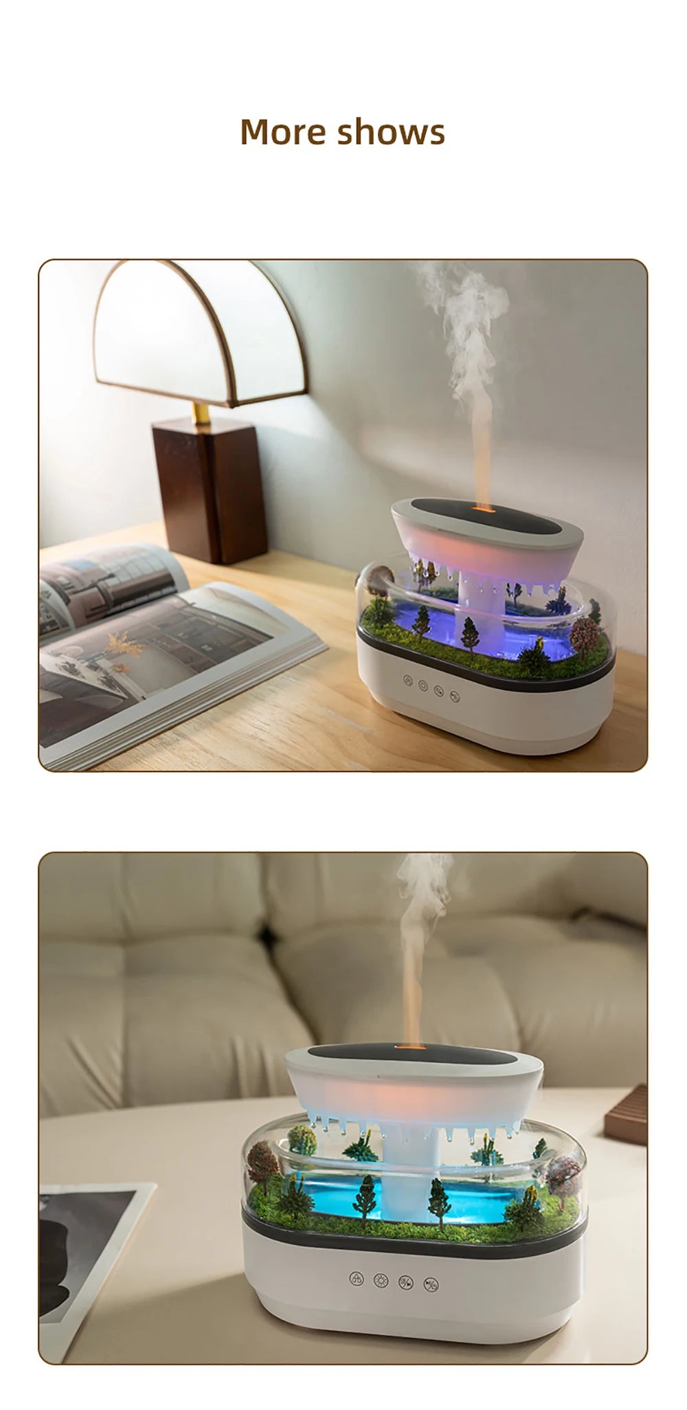 Humidifier Essential Oils Diffuser Raindrop Music Humidifier Home Fragrance Aromatherapy Diffuser Colorful Light Air Humidifier