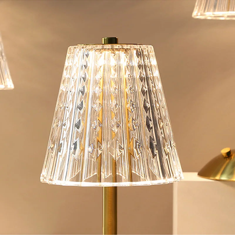 Nordic Crystal Rechargeable Table Lamp LED Bar Lamp Touch Dimmable Golden Desk Lamp Living Room Bedroom Hotel Lamp Bedside Lamp