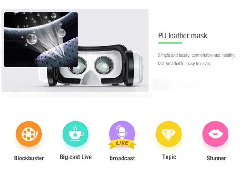 VR SHINECON Thousand Magic Mirror VR Glasses G04BS Bluetooth Headset Version 3D Virtual Reality Helmet Smartphone + Joystick