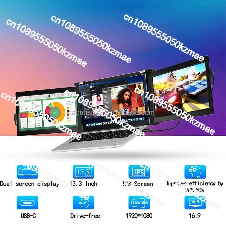 IN STOCK OEM 14 Laptop Triple Portable Monitor Full HD usb Usb Type C LCD ips screen monitor one cable connection gaming monitor