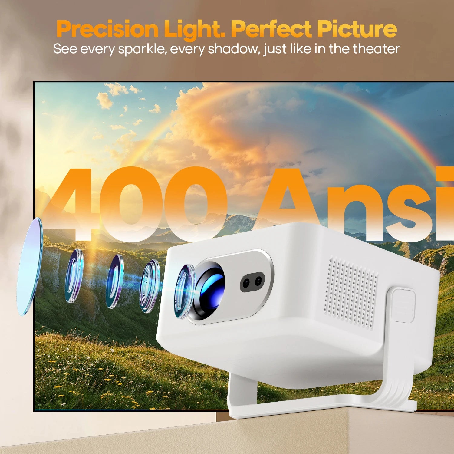 Magcubic Android 14 Auto Focus HY300MAX Portable Projector 400ANSI WiFi6 Projector Support 8K Full HD Home Outdoor Cinema HY300