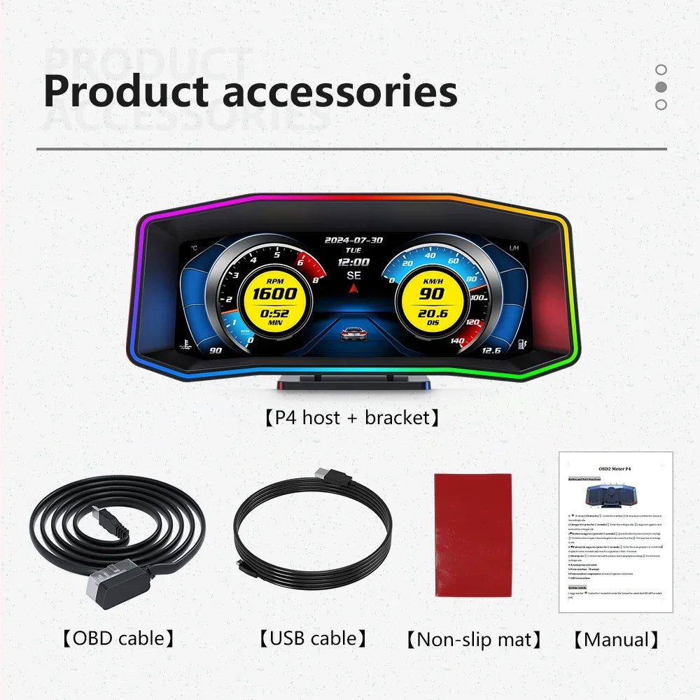Newest P4 Car OBD2 Head Up Display For HUD On Board Computer Digital Overspeed Alarm Universal Auto Electronic Accessories Smart
