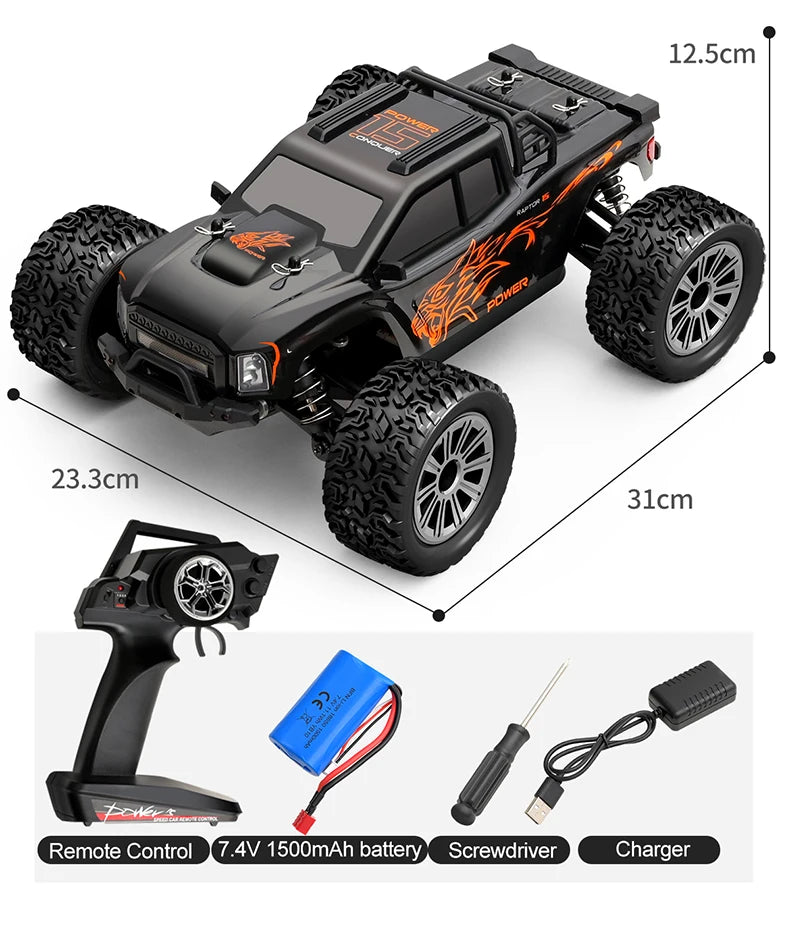 WLtoys 164018 1/16 Scale RC Car Off-Road 4WD Electric Remote Control Big Foot Climbing Truck with LED Lights High-Speed 2.4G