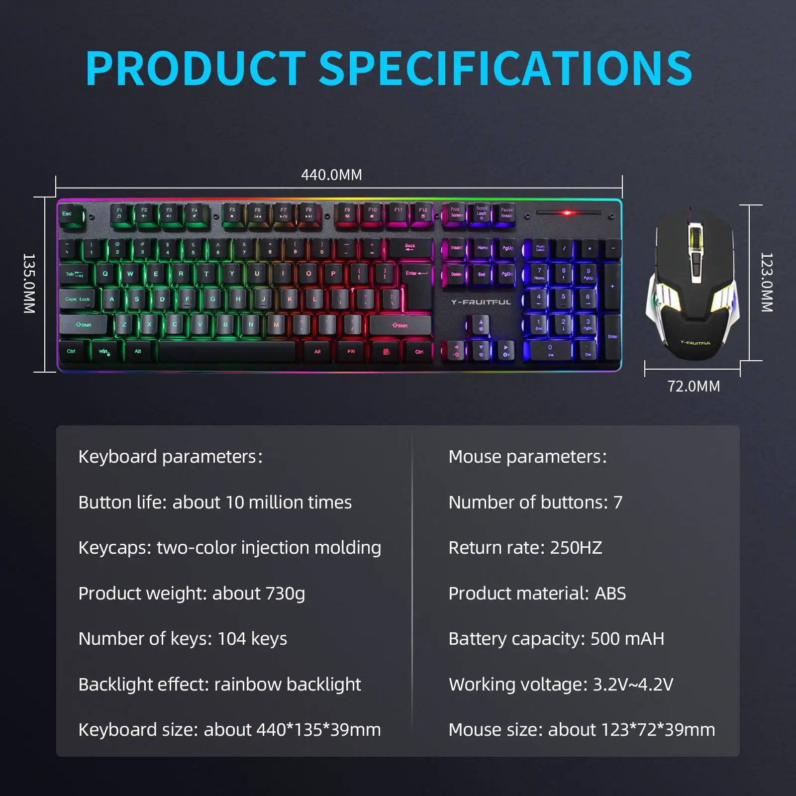 104 Keys RGB Computer Ergonomic Gamer Keyboard Mouse Wireless USB Rechargeable Gaming Mechanical Keyboard And Mouse Set Combos
